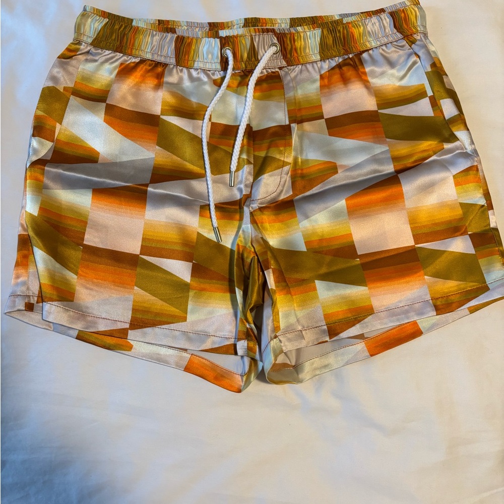 Parke & Ronen Geometric Silk Shorts